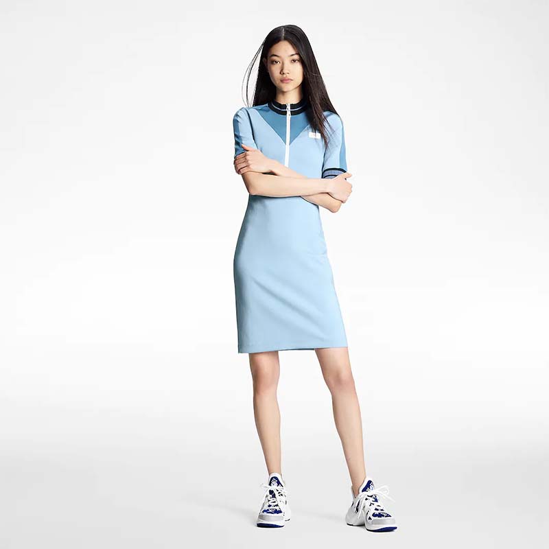 Louis Vuitton Women LV Archlight Sneaker Blue Monogram Velvet Oversized Rubber Outsole