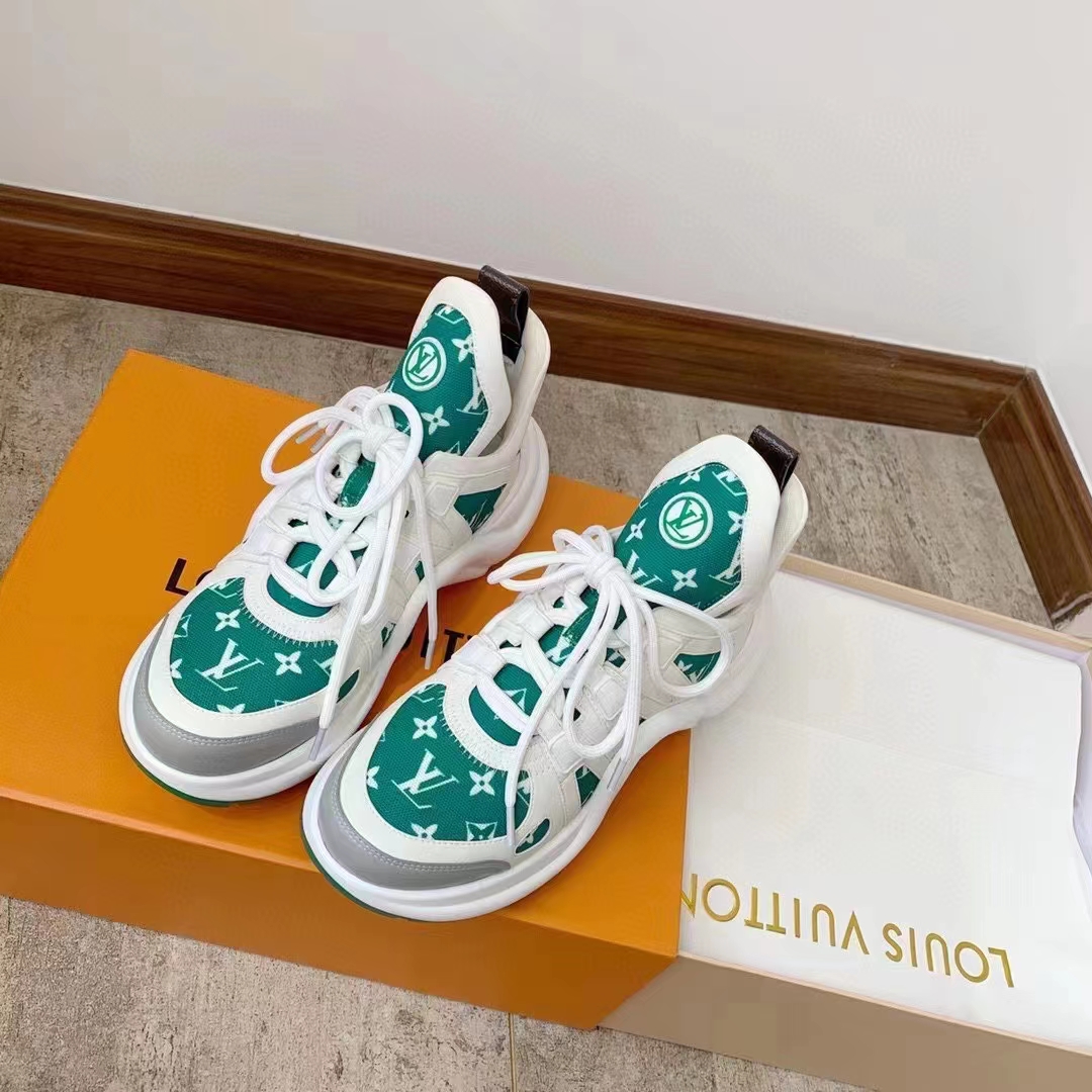 Louis Vuitton Women LV Archlight Sneaker Green Monogram Velvet Oversized Rubber Outsole