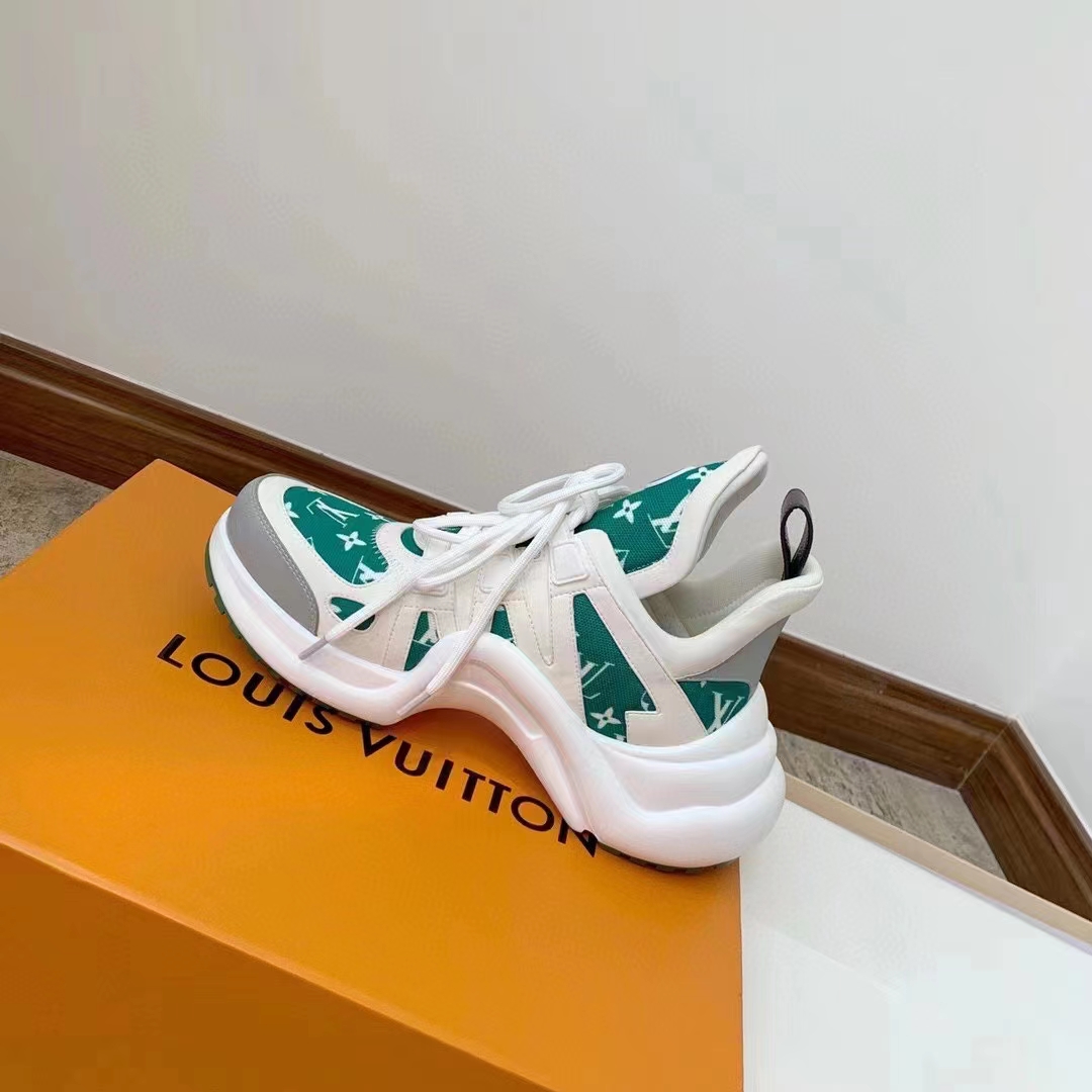 Louis Vuitton Women LV Archlight Sneaker Green Monogram Velvet Oversized Rubber Outsole