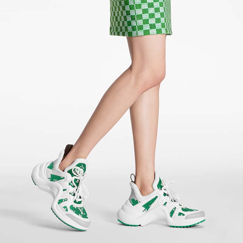 Louis Vuitton Women LV Archlight Sneaker Green Monogram Velvet Oversized Rubber Outsole