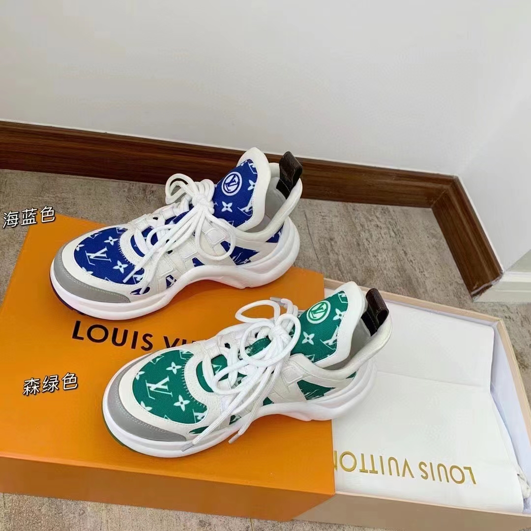 Louis Vuitton Women LV Archlight Sneaker Green Monogram Velvet Oversized Rubber Outsole