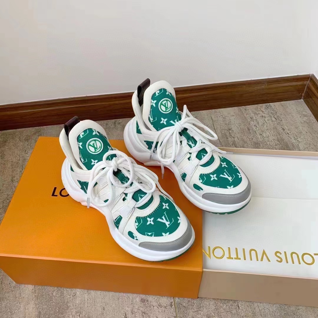 Louis Vuitton Women LV Archlight Sneaker Green Monogram Velvet Oversized Rubber Outsole