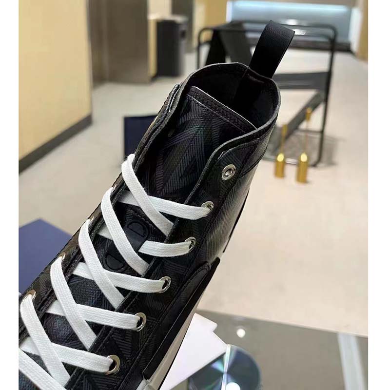 Dior Unisex B23 High Top Sneaker Black CD Diamond Canvas