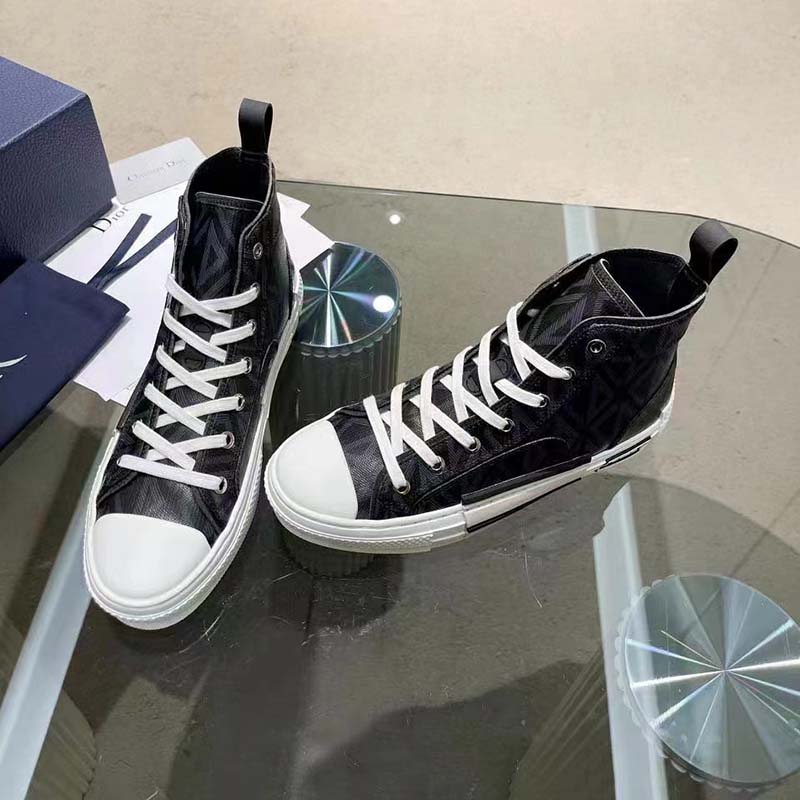 Dior Unisex B23 High Top Sneaker Black CD Diamond Canvas
