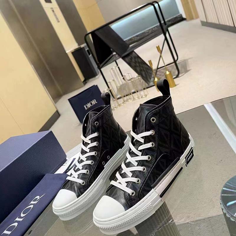 Dior Unisex B23 High Top Sneaker Black CD Diamond Canvas