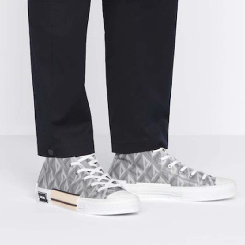 Dior Unisex B23 High Top Sneaker Gray CD Diamond Canvas