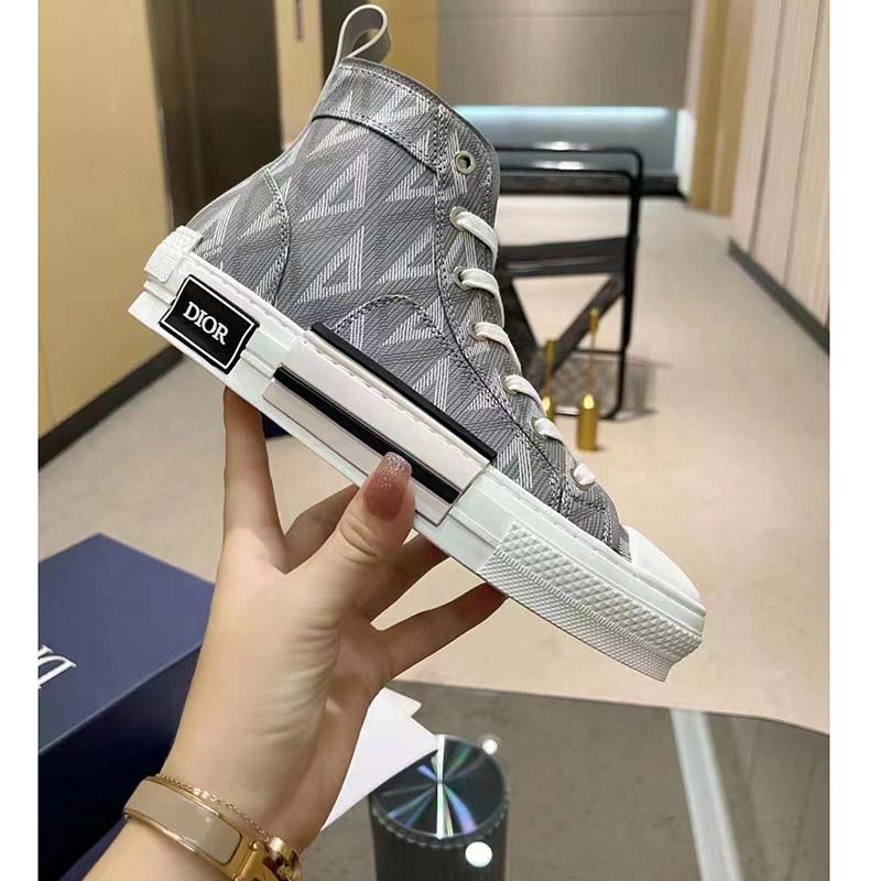Dior Unisex B23 High Top Sneaker Gray CD Diamond Canvas