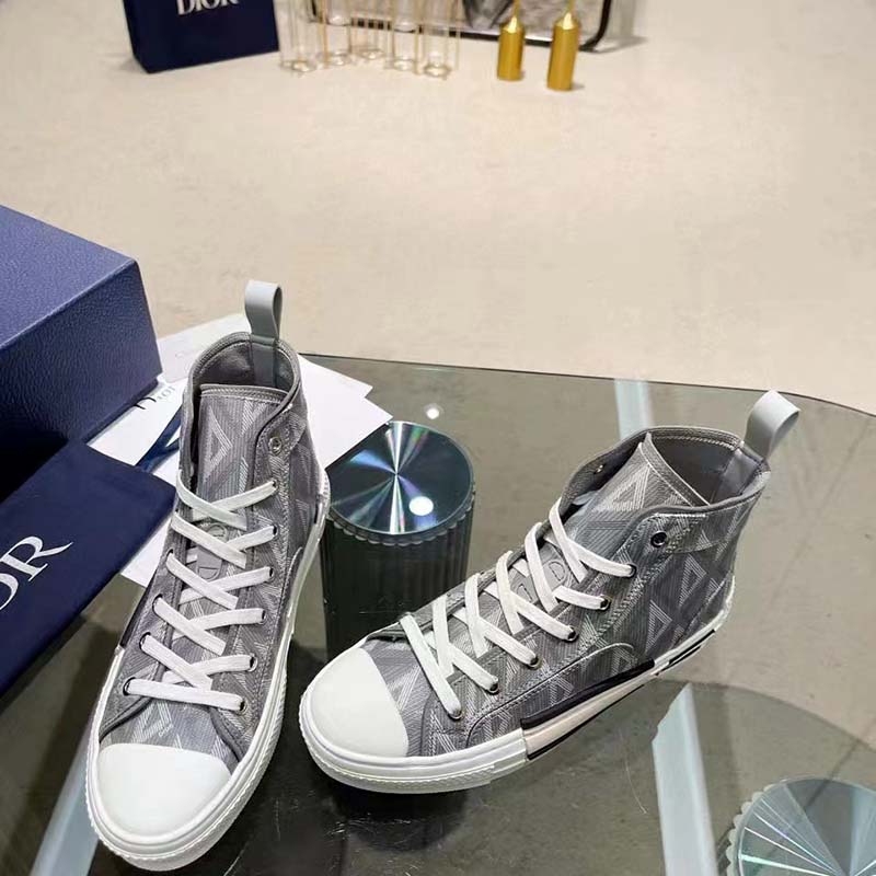 Dior Unisex B23 High Top Sneaker Gray CD Diamond Canvas