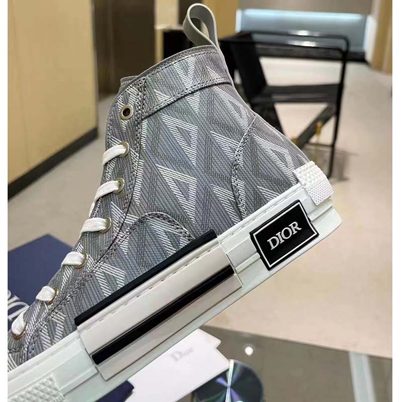 Dior Unisex B23 High Top Sneaker Gray CD Diamond Canvas