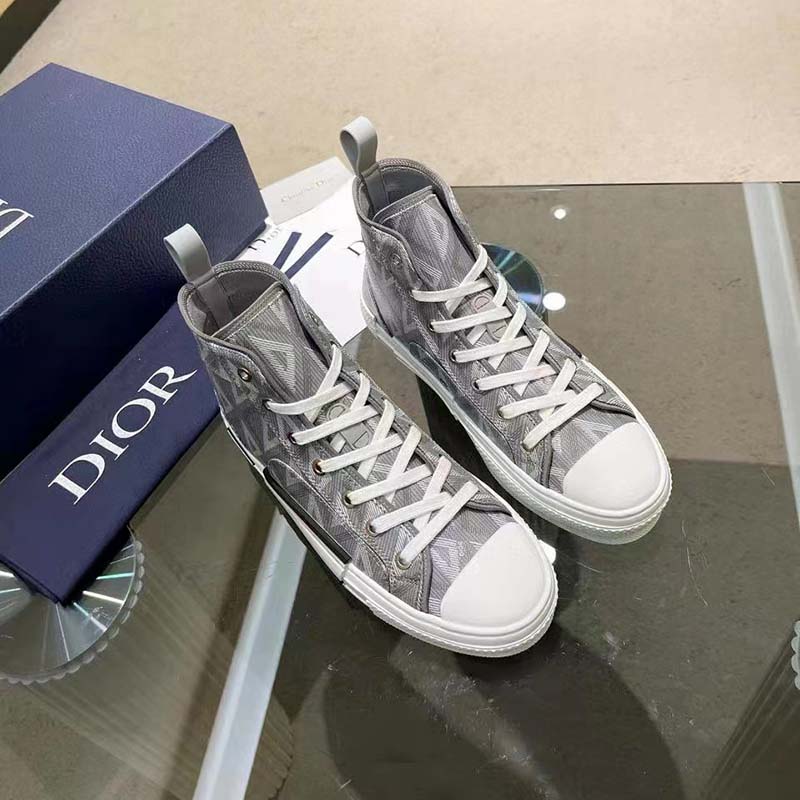 Dior Unisex B23 High Top Sneaker Gray CD Diamond Canvas