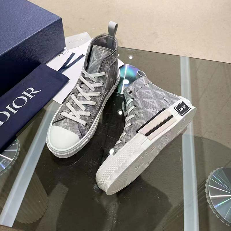 Dior Unisex B23 High Top Sneaker Gray CD Diamond Canvas