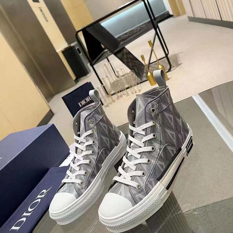 Dior Unisex B23 High Top Sneaker Gray CD Diamond Canvas