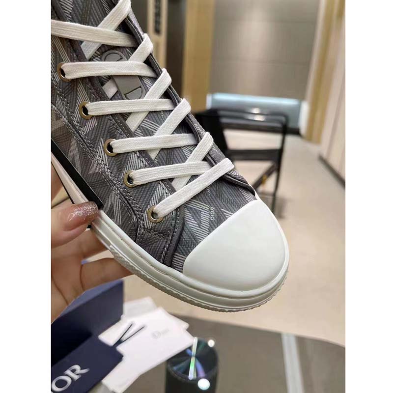 Dior Unisex B23 High Top Sneaker Gray CD Diamond Canvas