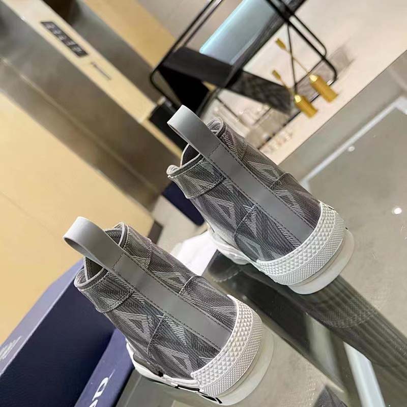 Dior Unisex B23 High Top Sneaker Gray CD Diamond Canvas