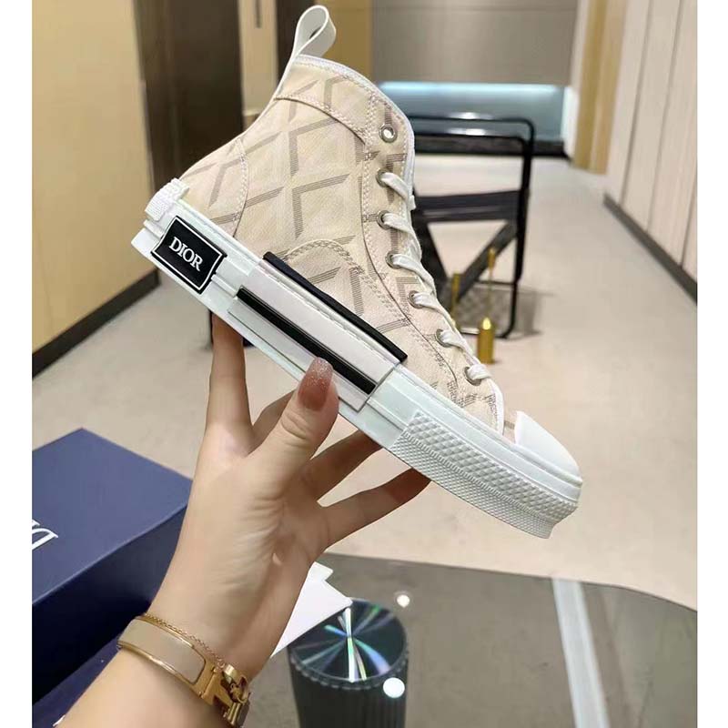 Dior Unisex B23 High Top Sneaker Natural CD Diamond Canvas