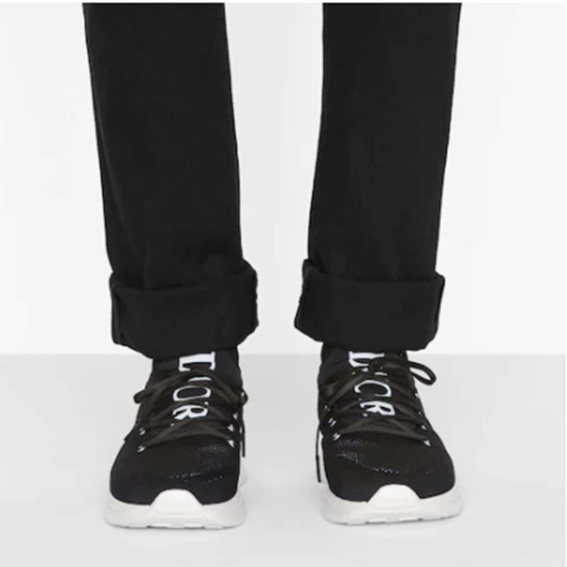 Dior Unisex CD B25 Sneaker Black Neoprene Technical Mesh Low-Top Lace-Up