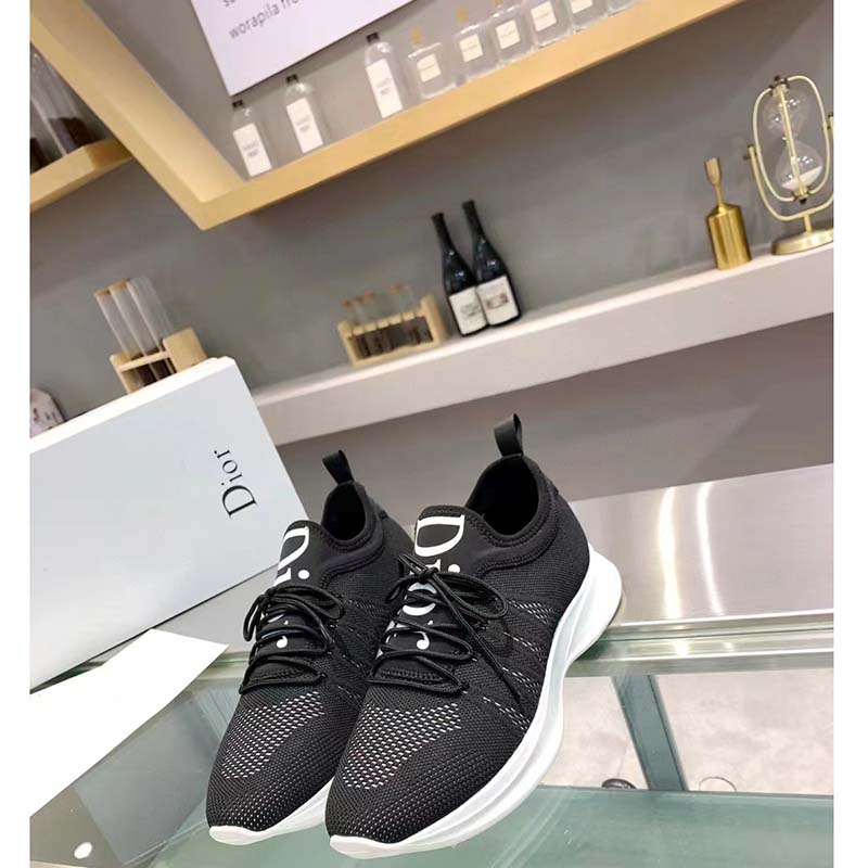Dior Unisex CD B25 Sneaker Black Neoprene Technical Mesh Low-Top Lace-Up