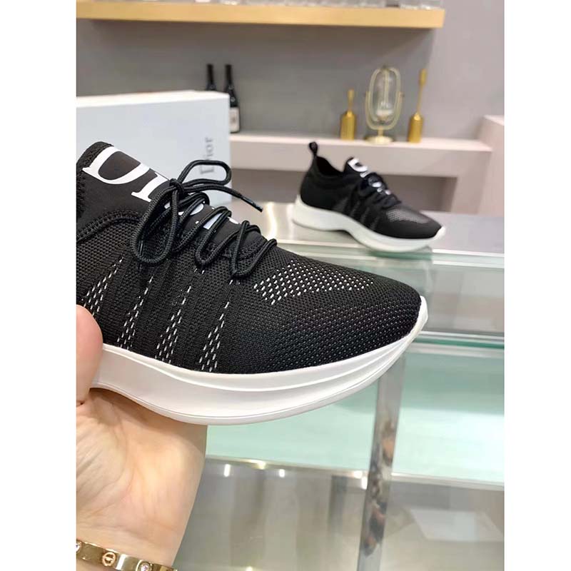 Dior Unisex CD B25 Sneaker Black Neoprene Technical Mesh Low-Top Lace-Up
