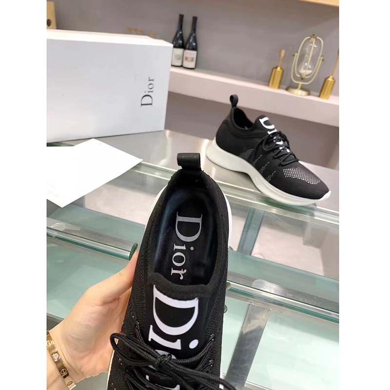 Dior Unisex CD B25 Sneaker Black Neoprene Technical Mesh Low-Top Lace-Up