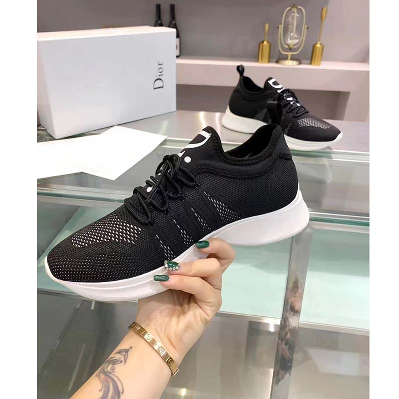 Dior Unisex CD B25 Sneaker Black Neoprene Technical Mesh Low-Top Lace-Up
