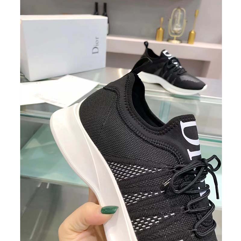 Dior Unisex CD B25 Sneaker Black Neoprene Technical Mesh Low-Top Lace-Up