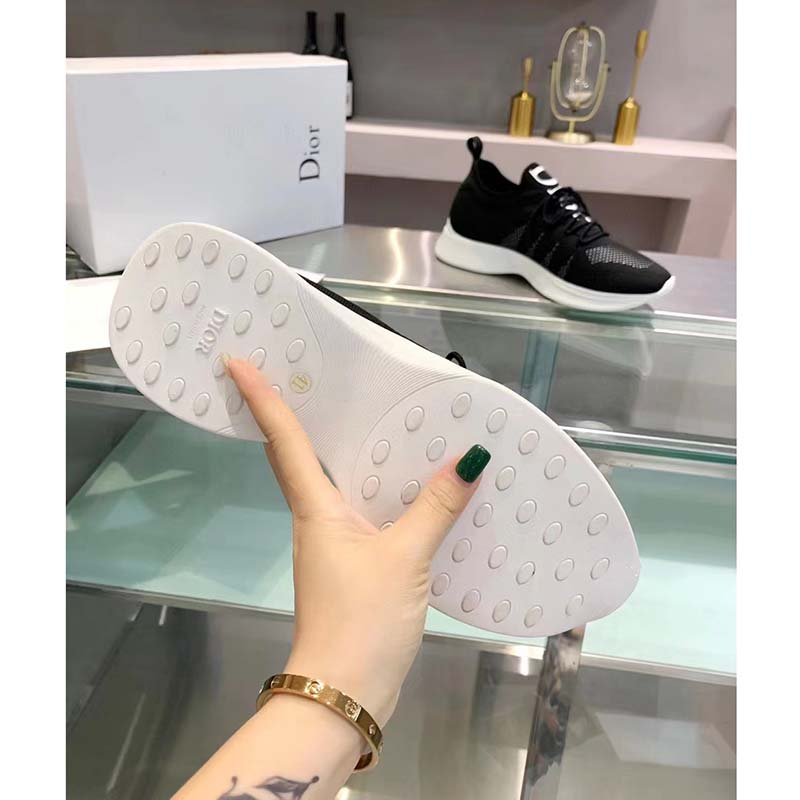 Dior Unisex CD B25 Sneaker Black Neoprene Technical Mesh Low-Top Lace-Up