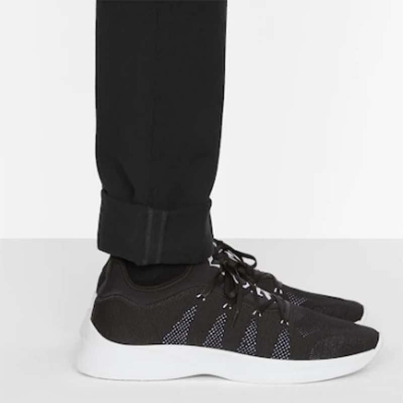 Dior Unisex CD B25 Sneaker Black Neoprene Technical Mesh Low-Top Lace-Up
