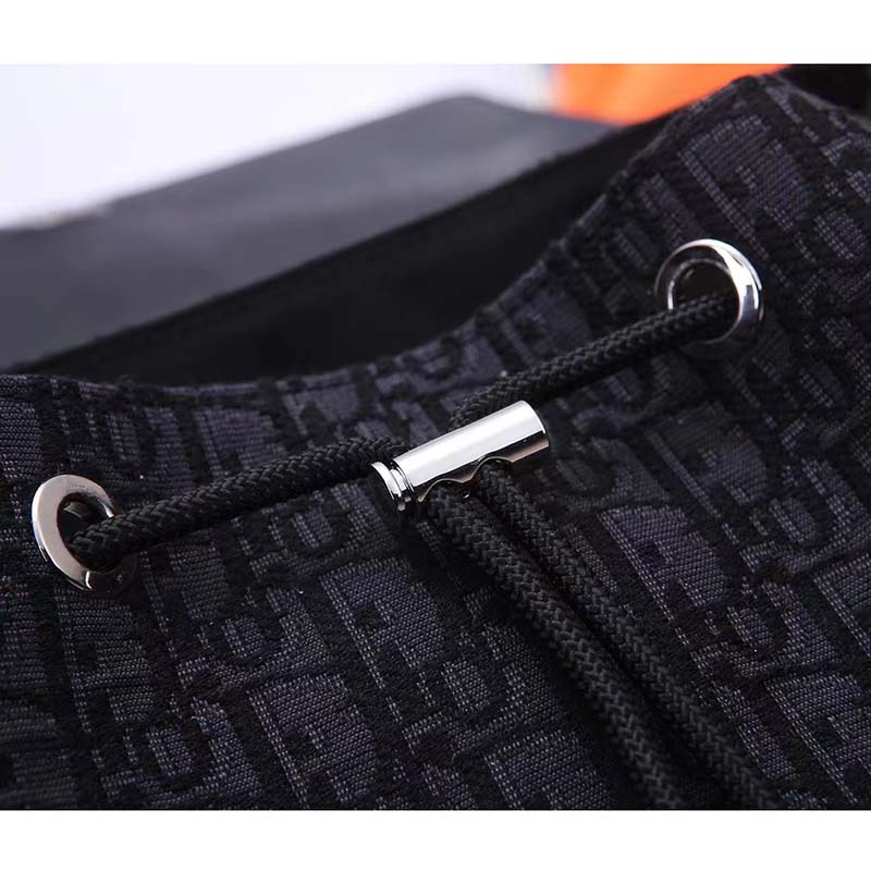 Dior Unisex CD Motion Backpack Black Oblique Jacquard Black Grained Calfskin