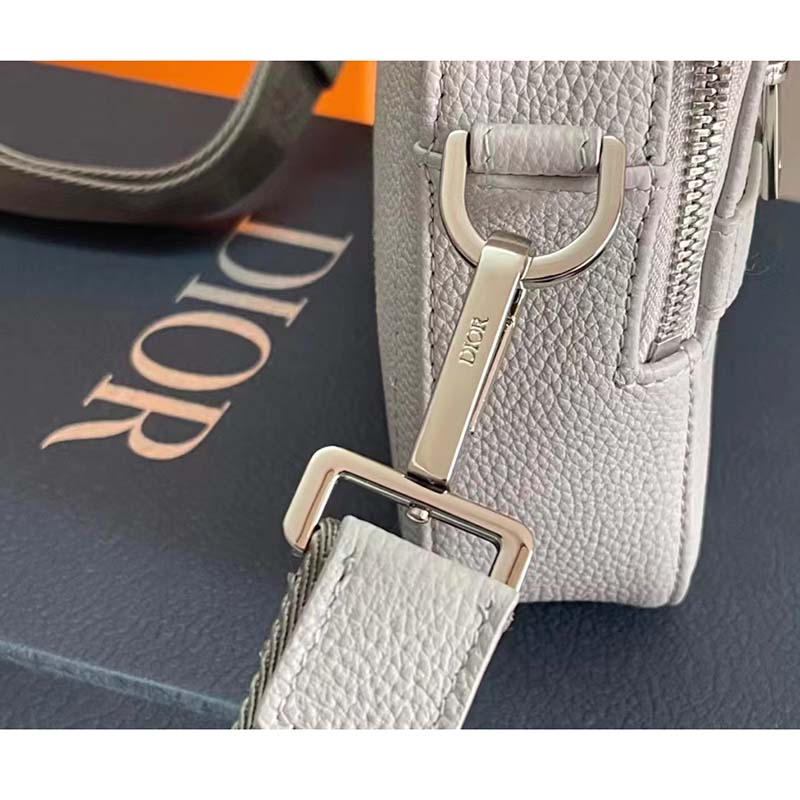 Dior Unisex CD Saddle Bag Dior Gray Grained Calfskin ‘Christian Dior 1947’ Signature