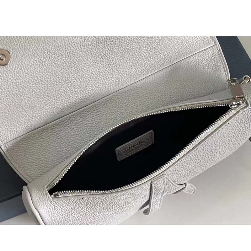 Dior Unisex CD Saddle Bag Dior Gray Grained Calfskin ‘Christian Dior 1947’ Signature