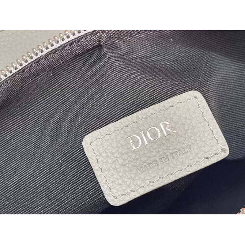 Dior Unisex CD Saddle Bag Dior Gray Grained Calfskin ‘Christian Dior 1947’ Signature