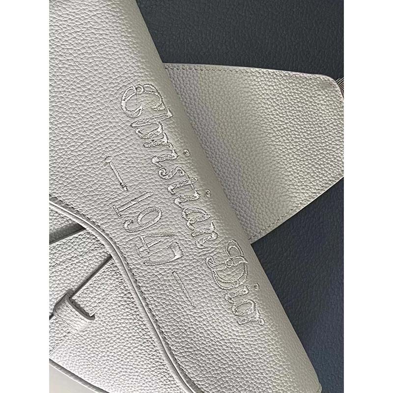 Dior Unisex CD Saddle Bag Dior Gray Grained Calfskin ‘Christian Dior 1947’ Signature
