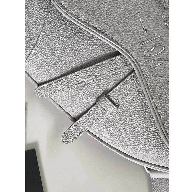 Dior Unisex CD Saddle Bag Dior Gray Grained Calfskin ‘Christian Dior 1947’ Signature