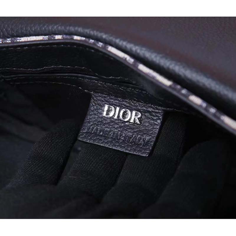Dior Unisex CD Saddle Pouch Beige Black Dior Oblique Jacquard