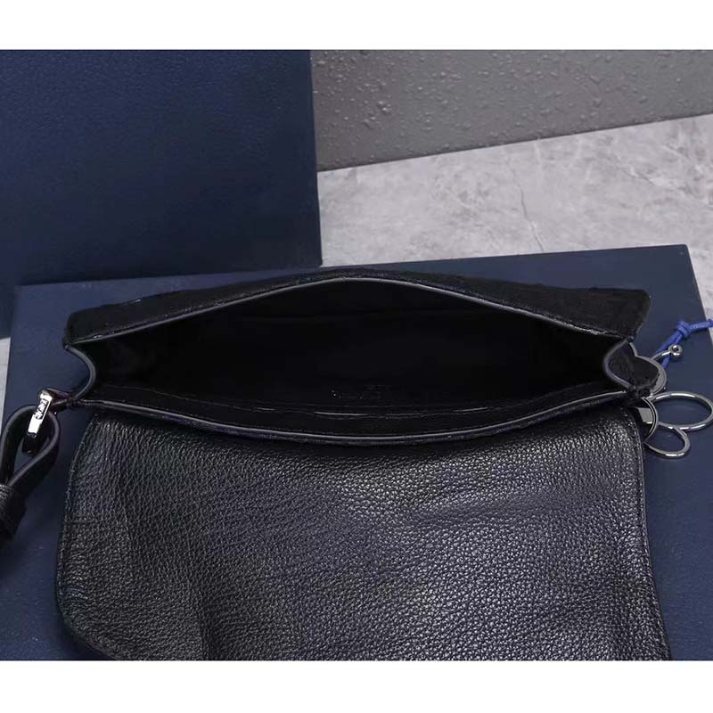 Dior Unisex CD Saddle Pouch Black Dior Oblique Jacquard