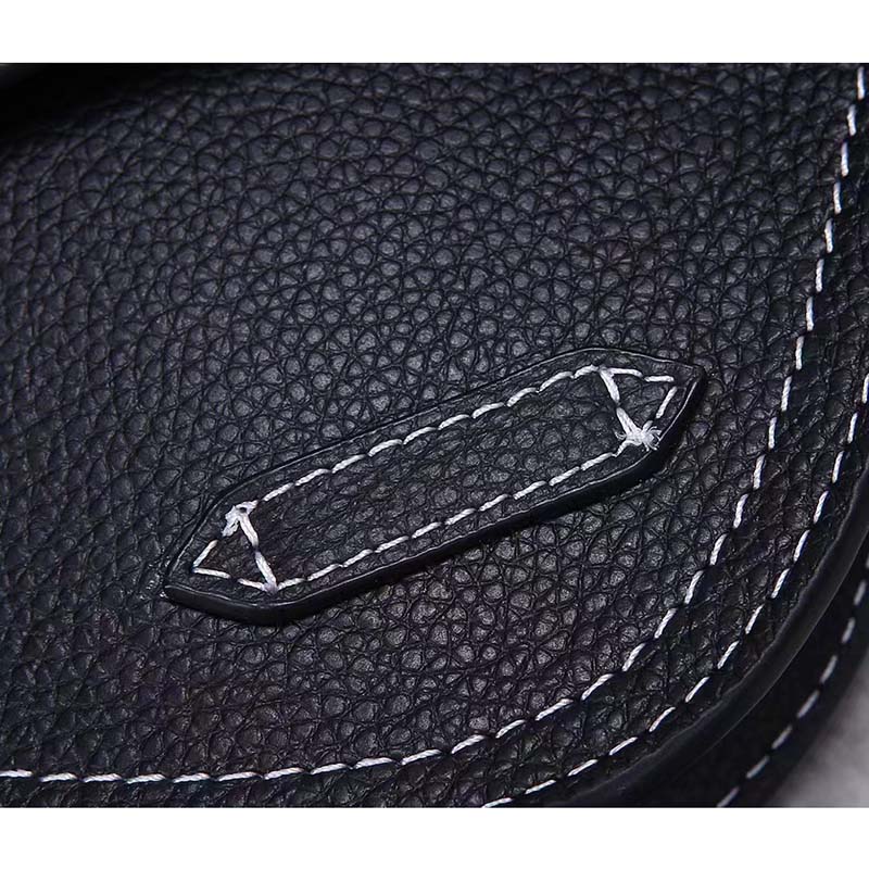 Dior Unisex CD Saddle Pouch Black Grained Calfskin Leather