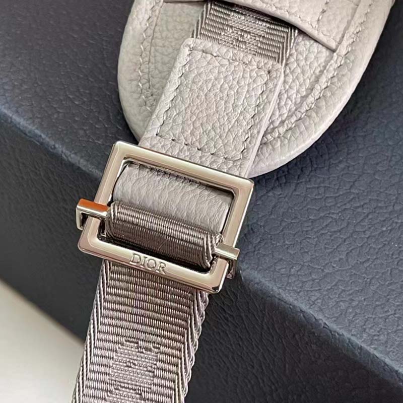 Dior Unisex CD Safari Messenger Bag Gray Grained Calfskin ‘Christian Dior 1947’ Signature