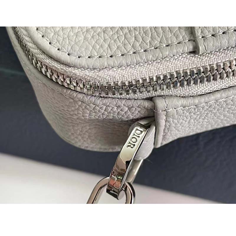 Dior Unisex CD Safari Messenger Bag Gray Grained Calfskin ‘Christian Dior 1947’ Signature
