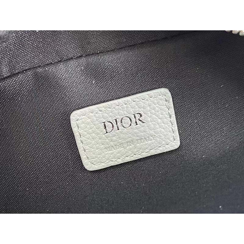 Dior Unisex CD Safari Messenger Bag Gray Grained Calfskin ‘Christian Dior 1947’ Signature