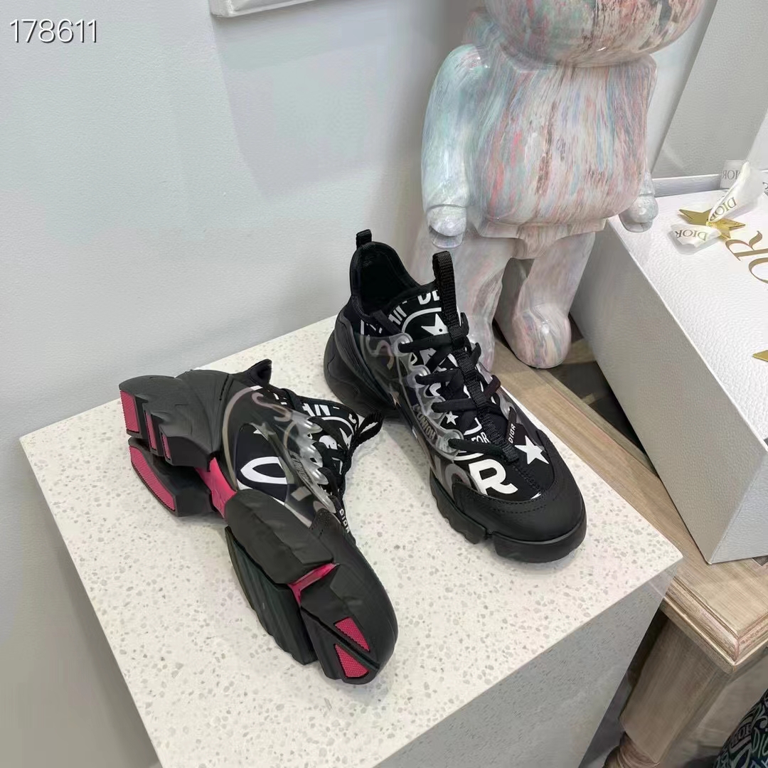Dior Unisex CD Shoes D-Connect Sneaker Black Technical Fabric Union Print