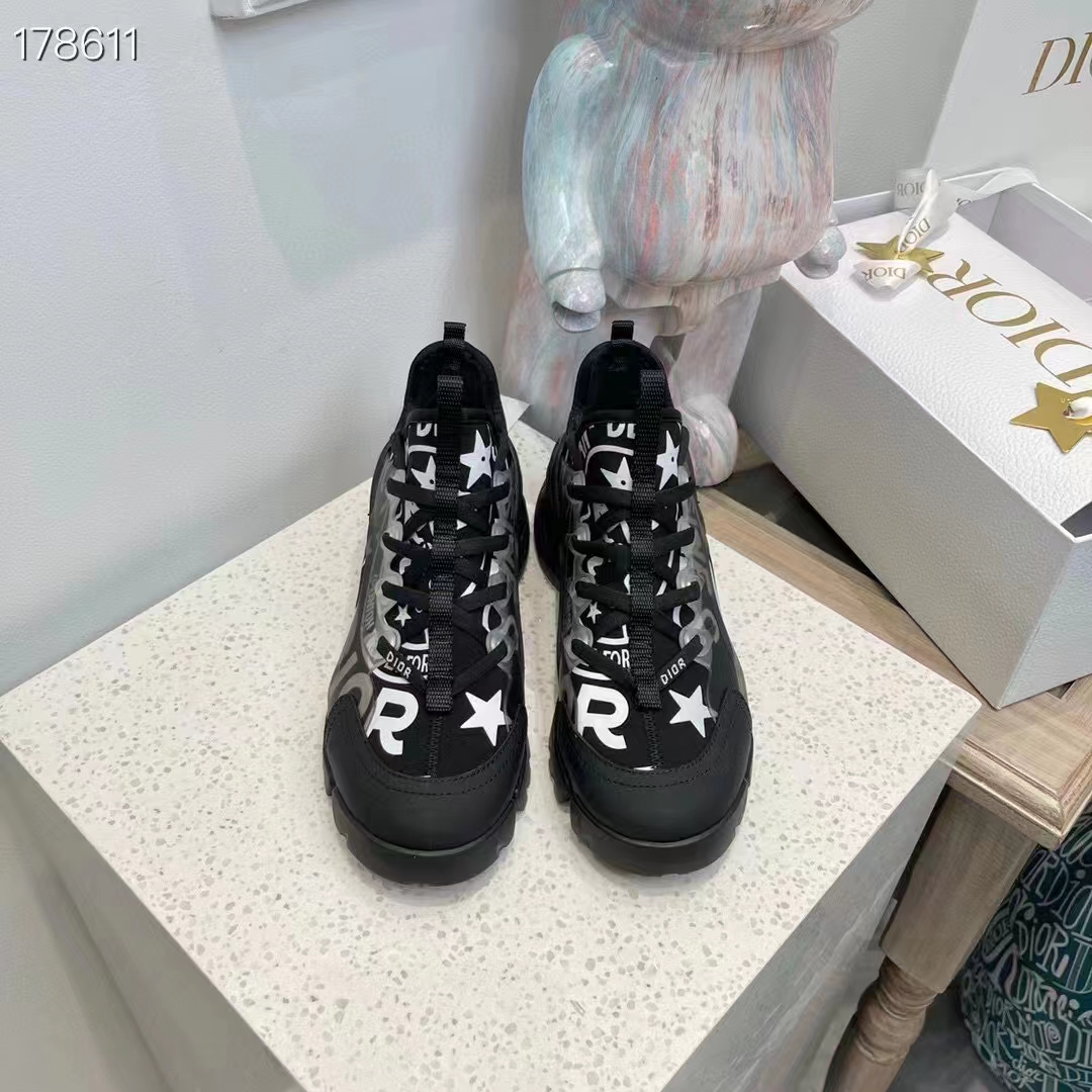 Dior Unisex CD Shoes D-Connect Sneaker Black Technical Fabric Union Print