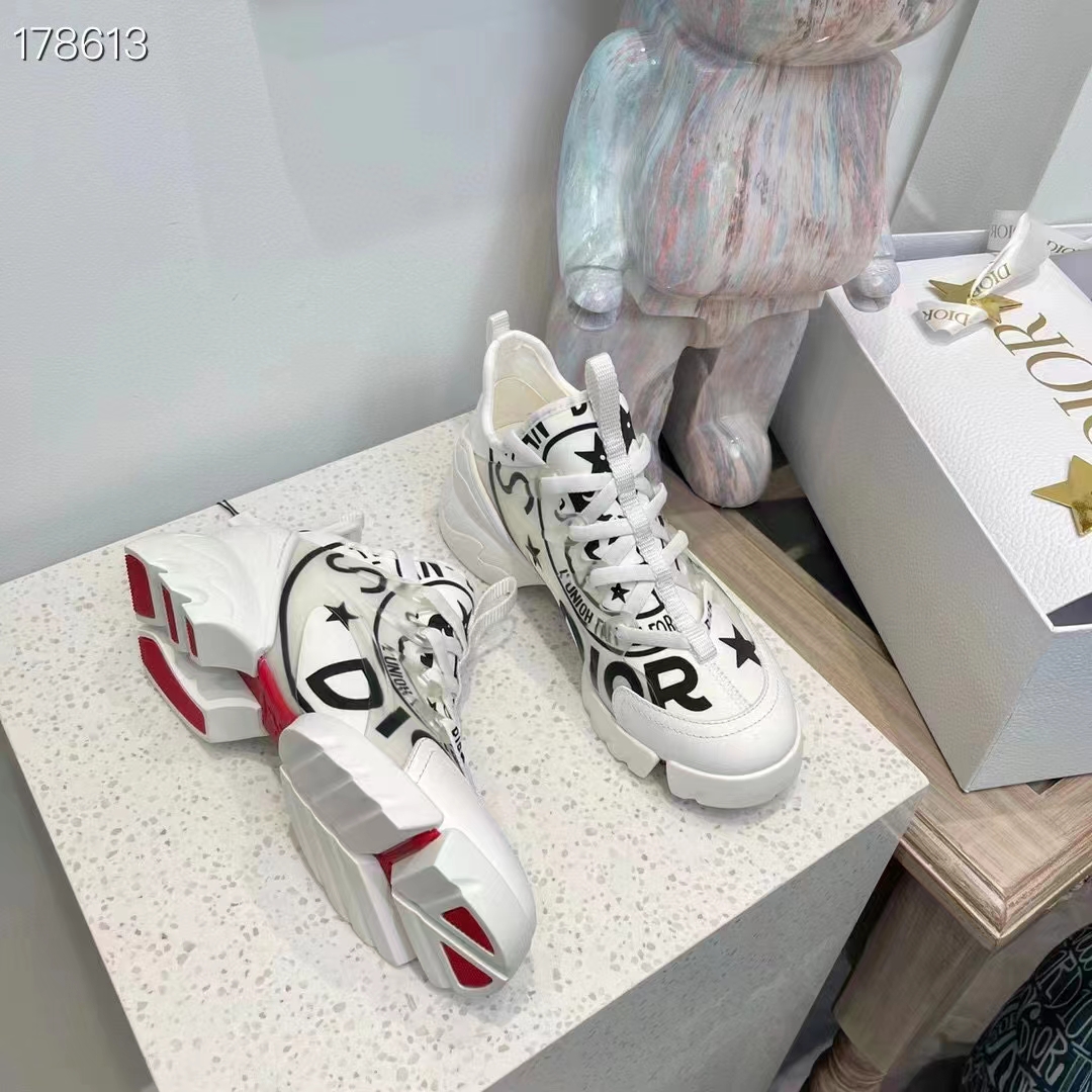 Dior Unisex CD Shoes D-Connect Sneaker White Technical Fabric Union Print