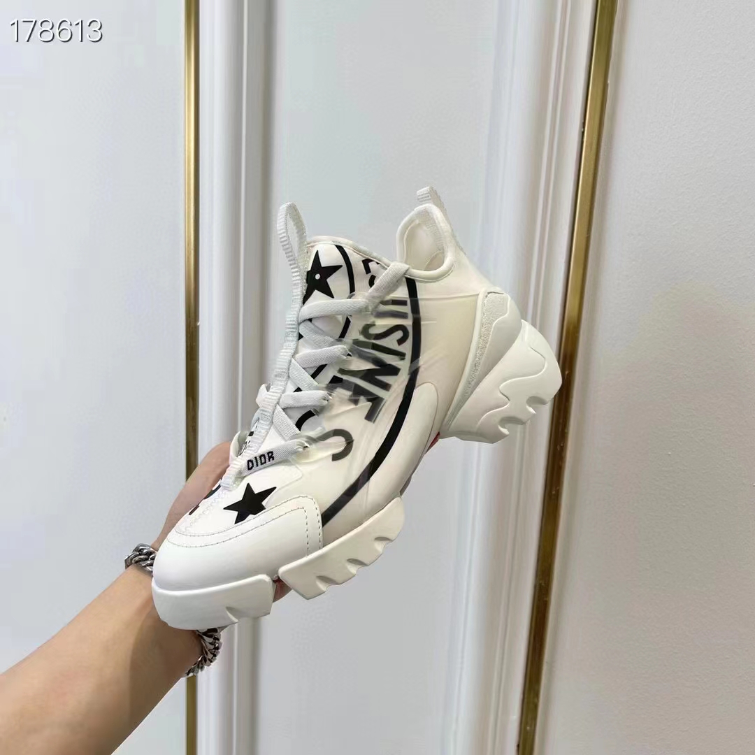 Dior Unisex CD Shoes D-Connect Sneaker White Technical Fabric Union Print