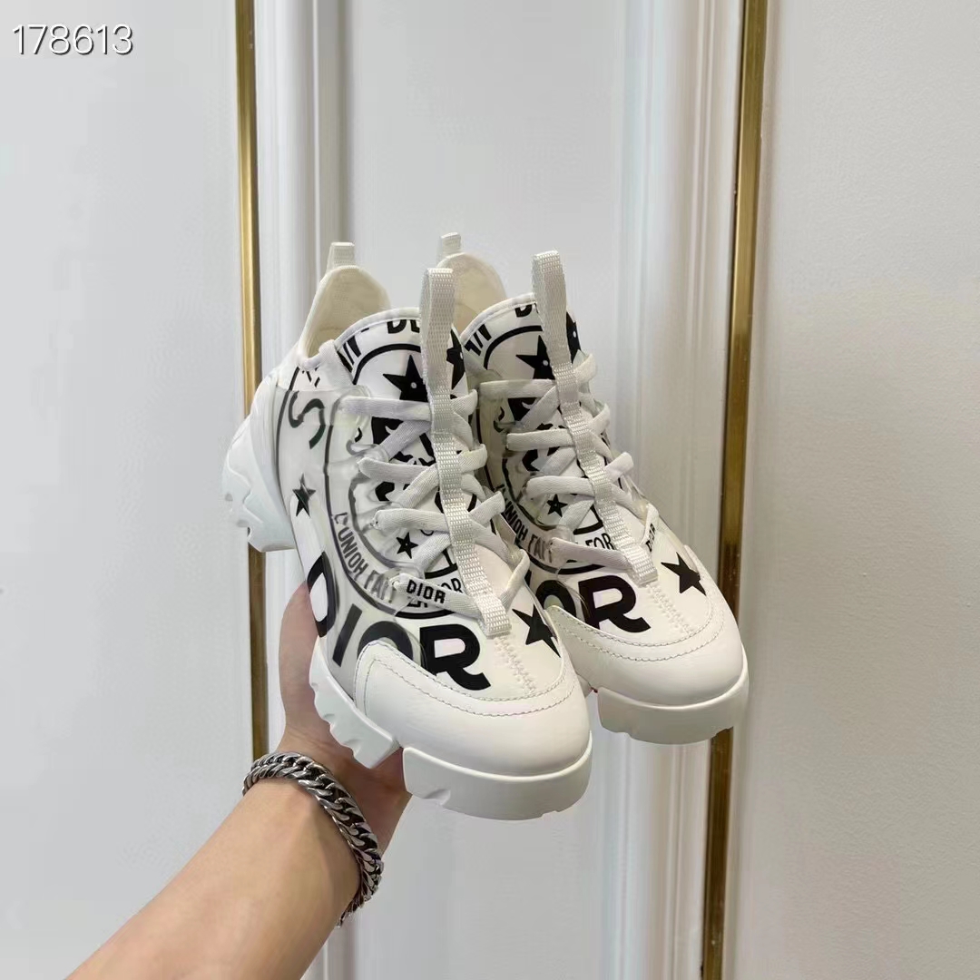 Dior Unisex CD Shoes D-Connect Sneaker White Technical Fabric Union Print