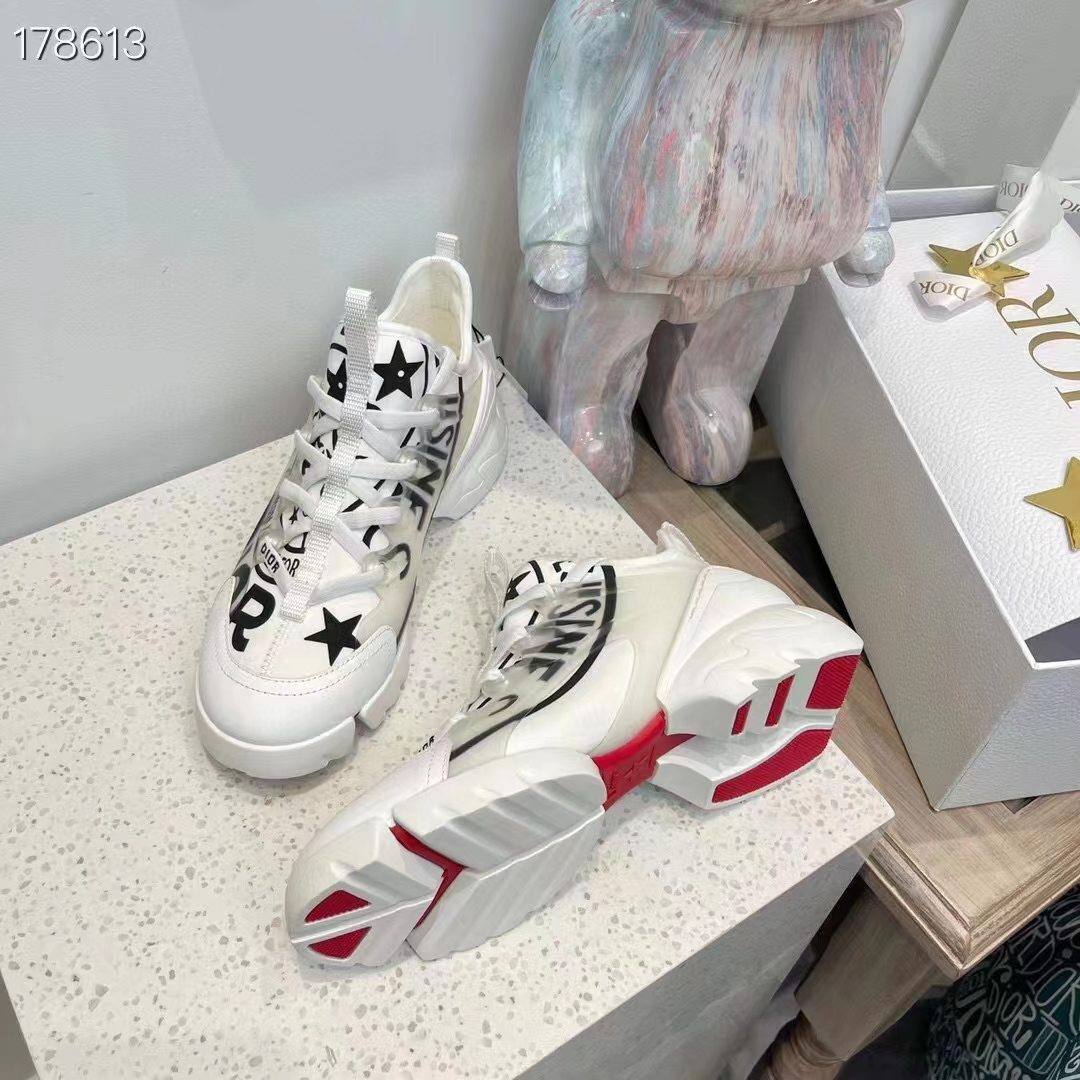 Dior Unisex CD Shoes D-Connect Sneaker White Technical Fabric Union Print