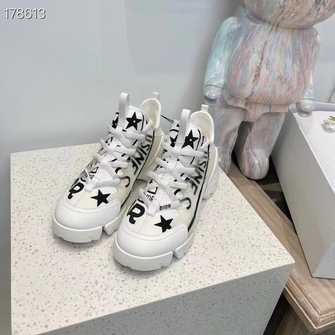 Dior Unisex CD Shoes D-Connect Sneaker White Technical Fabric Union Print