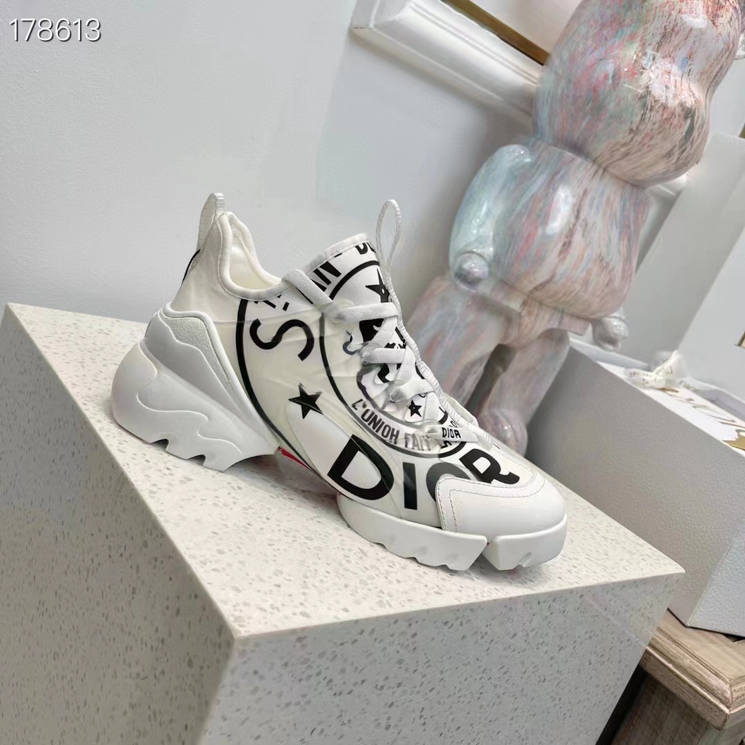 Dior Unisex CD Shoes D-Connect Sneaker White Technical Fabric Union Print