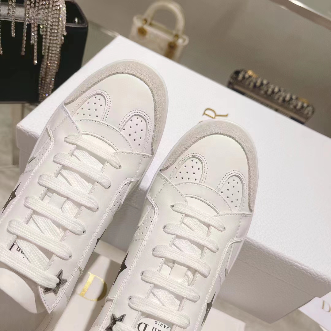 Dior Unisex Dior Star Sneaker White Calfskin Suede ‘CD’ Signature Black Star