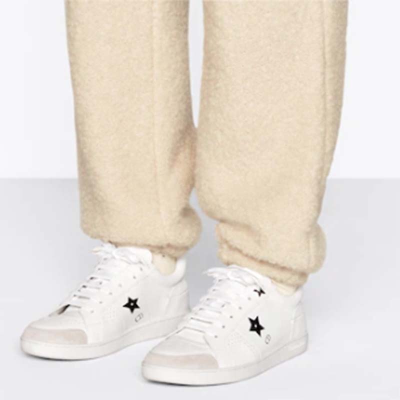 Dior Unisex Dior Star Sneaker White Calfskin Suede ‘CD’ Signature Black Star