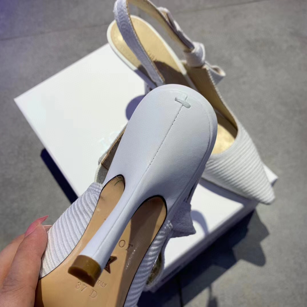 Dior Women CD J’Adior Slingback Pump White Cotton Embroidery 10 Cm Heel